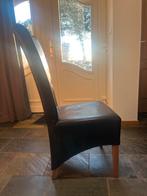 Zwarte lederen eetkamer stoelen 4stuk, Huis en Inrichting, Stoelen, Ophalen, Gebruikt, Zwart, Leer