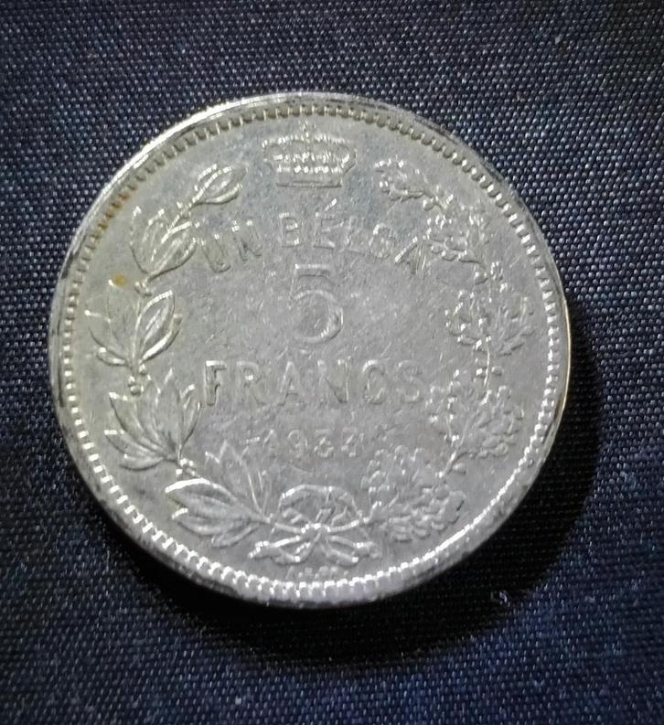 1 belga, 5 frank 1933 FR pos. B - Albert I, Postzegels en Munten, Munten | België, Losse munt, Verzenden