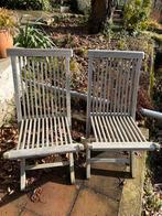 2 tuinstoelen inklapbaar massief teakhout, Jardin & Terrasse, Chaises de jardin, Enlèvement, Comme neuf, Bois de teck, Pliant