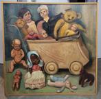 Rik BROUWERS, de poppenwagen, Antiek en Kunst, Kunst | Schilderijen | Klassiek, Ophalen of Verzenden