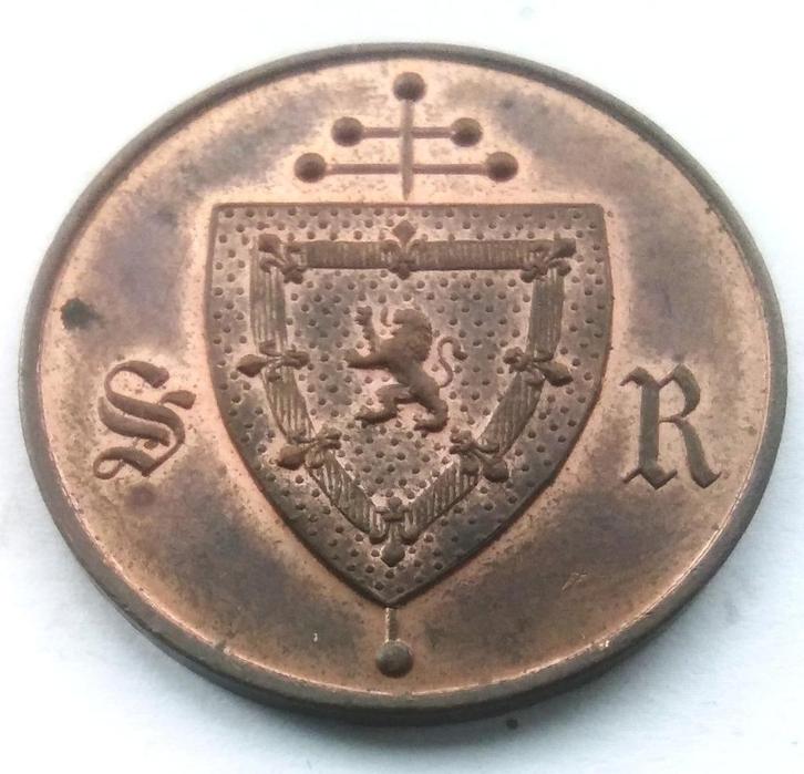 (oksaal) penning 1888 75 ct sint rumoldus rombouts mechelen, Postzegels en Munten, Penningen en Medailles, Overige materialen