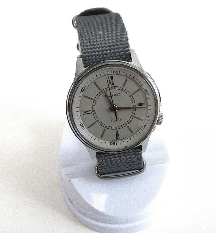 Poljot vintage Sovjet mechanisch herenhorloge, uit de '80, Handtassen en Accessoires, Horloges | Heren, Zo goed als nieuw, Ophalen of Verzenden