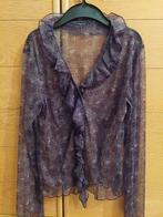 Blouse élégante à col en V à volants - tissu transparent, Neuf, Taille 38/40 (M), Enlèvement ou Envoi, D'Auvry