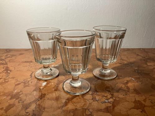 3 antieke bistroglazen uit de 19e eeuw, Verzamelen, Glas en Drinkglazen, Gebruikt, Frisdrankglas, Ophalen of Verzenden