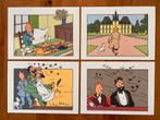 Kuifje: 4x prent/litho (Hergé), Complete serie of reeks, Nieuw, Ophalen of Verzenden, Hergé