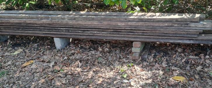 Tropisch hout planken en balken, Doe-het-zelf en Bouw, Hout en Planken, Gebruikt, Balk, Overige houtsoorten, 300 cm of meer, 50 mm of meer