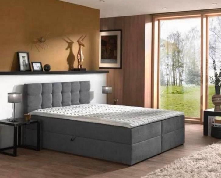 Opbergboxspring NIEUW!!!, Huis en Inrichting, Slaapkamer | Boxsprings, Nieuw, 120 cm, 200 cm, Twijfelaar, Grijs, Ophalen