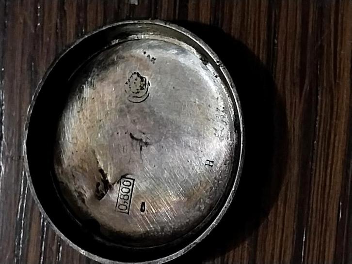 zilverwerk 800/ dames Zakhorloge 25 gr  4 cm x 3 cm, Antiek en Kunst, Antiek | Zilver en Goud, Ophalen of Verzenden