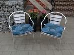 2 aluminium bistro stoelen met kussens, Tuin en Terras, Ophalen, Gebruikt, Aluminium, Stapelbaar