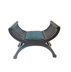 X-frame Curule Zitbank met Bekleedde Zitting, Ophalen, Zo goed als nieuw, Hout