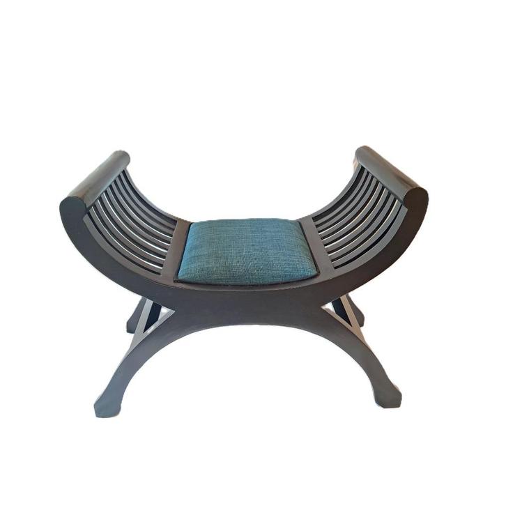 X-frame Curule Zitbank met Bekleedde Zitting, Huis en Inrichting, Krukjes, Zo goed als nieuw, Hout, Ophalen
