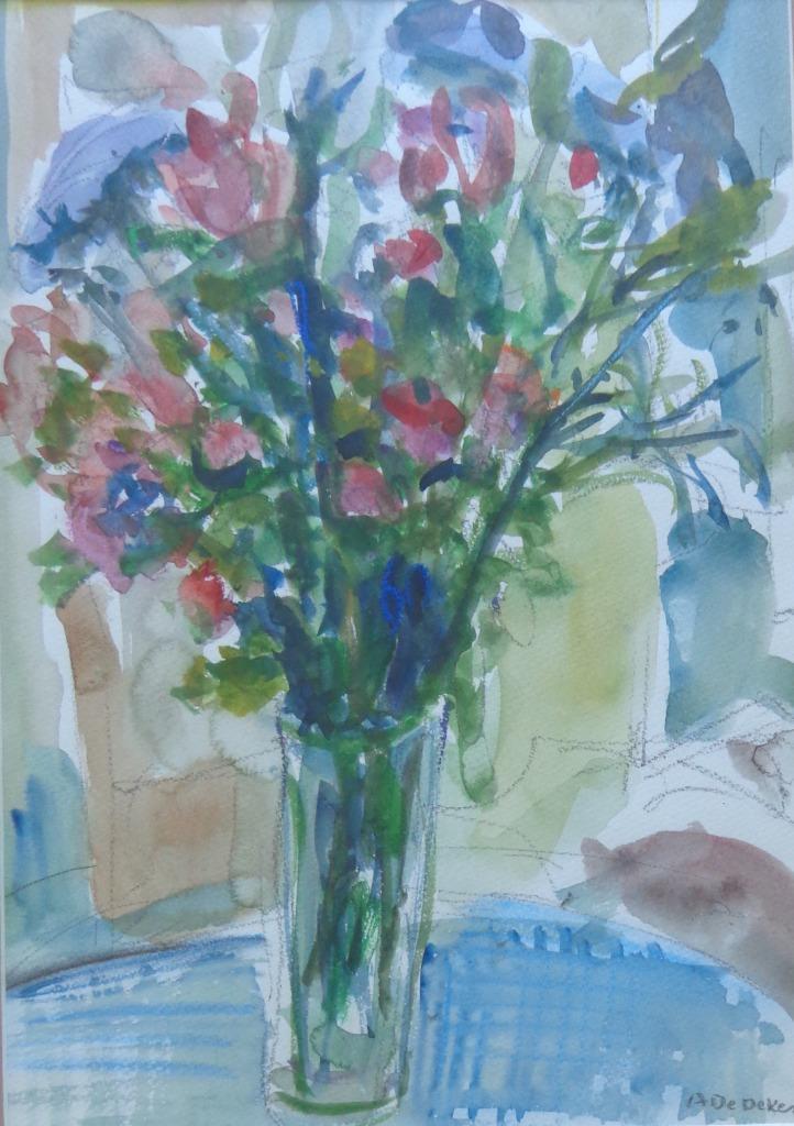 ALBERT DE DEKEN / BLOEMEN / ORIGINEEL WERK / 56x44cm / KADER, Antiek en Kunst, Kunst | Schilderijen | Modern, Ophalen of Verzenden