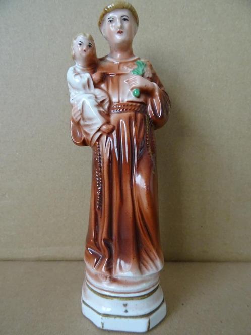 Antiek beeld Heilige Antonius en Jezus porselein 18cm 1850, Antiek en Kunst, Antiek | Religieuze voorwerpen, Ophalen of Verzenden