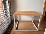 Eiken bijzettafel/sidetable/sslontafel met wit onderstel, Huis en Inrichting, Ophalen, Gebruikt