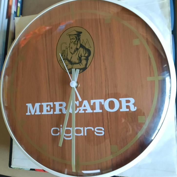 Horloge à cigares Mercator, années 70-80, diamètre 30 cm, Collections, Collections Autre, Utilisé, Enlèvement ou Envoi