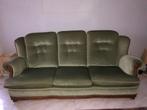 Vintage groene zetel driezit, Huis en Inrichting, Zetels | Zetels, Ophalen, Hout, 250 tot 300 cm, Gebruikt
