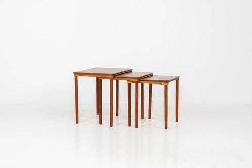 Set van 3 vintage nesttafels van E.W. Bach voor Toften, Huis en Inrichting, Tafels | Bijzettafels, Zo goed als nieuw, Ophalen