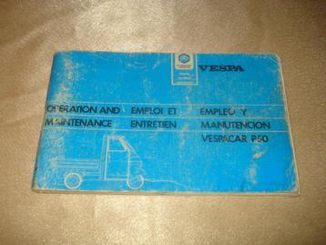 Ancienne Notice d'Utilisation et Entretien pour Vespacar P50, Enlèvement ou Envoi