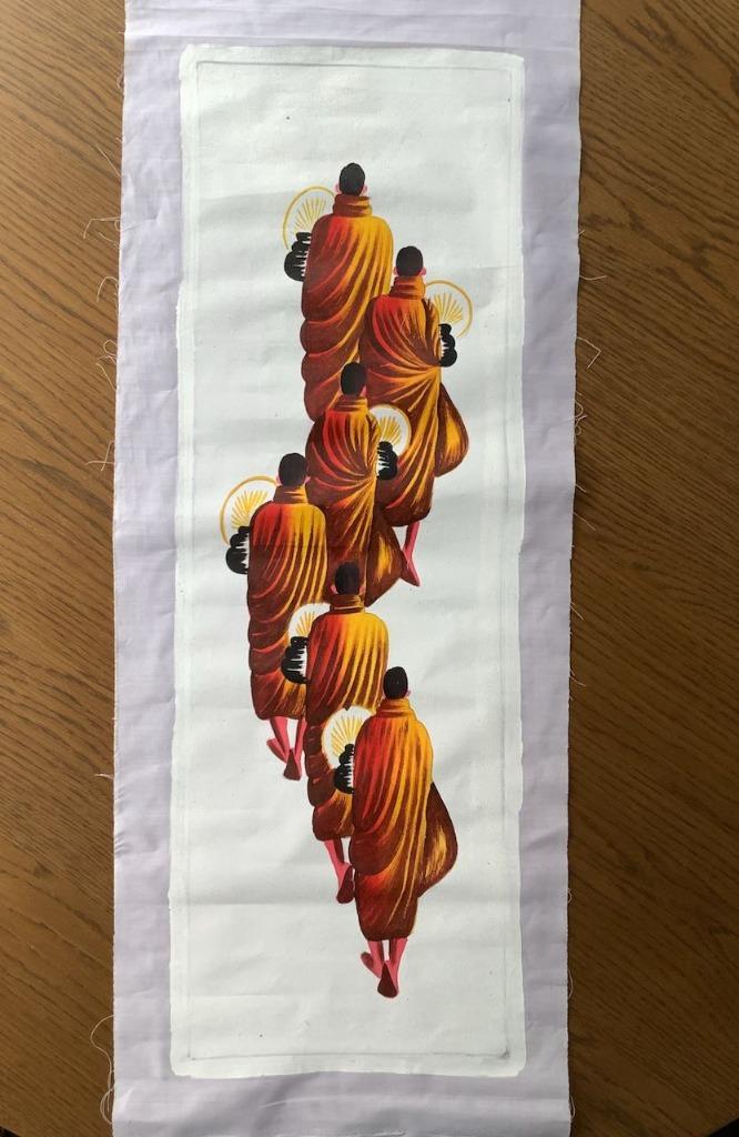 Zandschilderij uit Myanmar, Antiek en Kunst, Kunst | Schilderijen | Modern, Ophalen of Verzenden