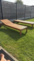 Ligstoelen hout 2stuks, Tuin en Terras, Ligbedden, Ophalen, Zo goed als nieuw, Hout, Verstelbaar