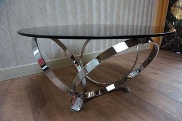 Sale: Vintage ronde chromen glas salontafel, Knut Hesterberg beschikbaar voor biedingen