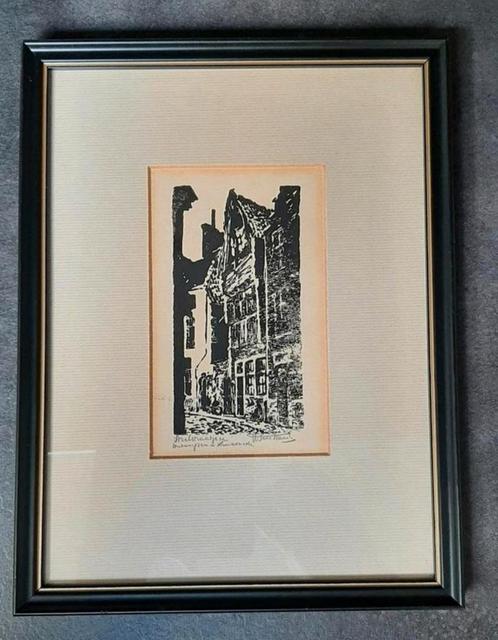 Stoelstraatje van Antwerpen, Antiek en Kunst, Kunst | Etsen en Gravures, Ophalen of Verzenden