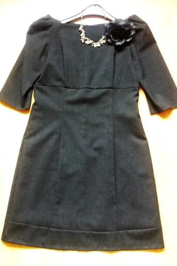 Robe chic Naf Naf + collier Dyrberg/Kern, Taille 38/40 (M), Gris, Au-dessus du genou, Comme neuf