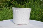 grand cache pot en faience blanche decor strille, Jardin & Terrasse, Comme neuf, 25 à 40 cm, Autres matériaux, Rond