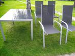 tuintafel met bijkomende stoelen, Jardin & Terrasse, Tables de jardin, Comme neuf, Rectangulaire, Enlèvement, Aluminium