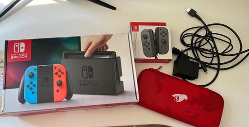 Nintendo Switch + extra's, Games en Spelcomputers, Spelcomputers | Nintendo Switch, Zo goed als nieuw, Switch Original, Met 3 controllers of meer