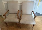 Twee Carver Dining Chairs, stevig, watervlek op stoffering, Ophalen