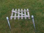 Houten tuinpoortje + 2 metalen paalhouders, Tuin en Terras, Ophalen, Met poort, Gebruikt, Tuinhek