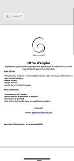 Offre d‘emploi agricole, Zakelijke goederen, Landbouw | Werktuigen, Ophalen of Verzenden, Weidebouw
