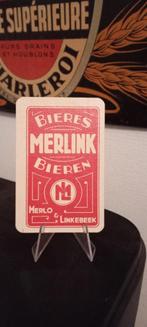 Brasserie bière 1 carte à jouer Merlink, Enlèvement ou Envoi, Utilisé, Panneau, Plaque ou Plaquette publicitaire, Autres marques