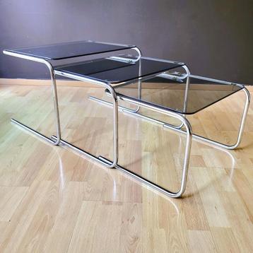 ️✔️ Bijzettafels van chroom en glas 70' beschikbaar voor biedingen