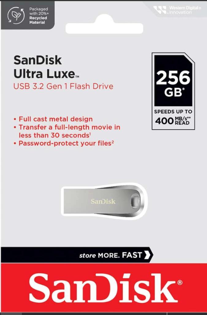 SanDisk Ultra Luxe USB 3.2 USB-Stick 256 GB 400 MB/s, Computers en Software, USB Sticks, Nieuw, 256 GB, Verzenden