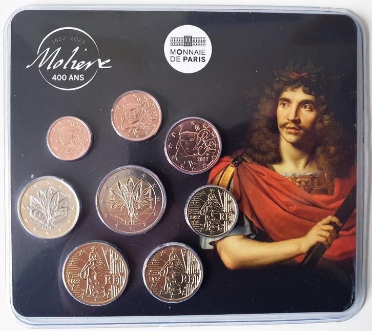 Frankrijk Mini BUset Moliere 2022 (met de nieuwe euromunten), Postzegels en Munten, Munten | Europa | Euromunten, Setje, Frankrijk
