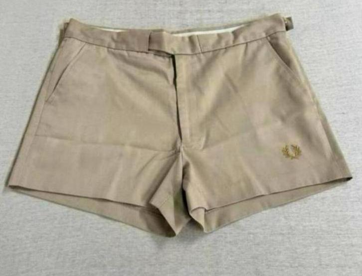 Pantalon chaud de tennis beige Vintage Fred Perry Shorts W34, Sports & Fitness, Tennis, Comme neuf, Vêtements, Enlèvement ou Envoi