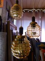 vintage kaskadenlamp amber/berstein messing, Ophalen, Gebruikt, Glas, Mid-century