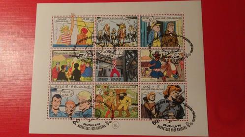 Feuillet 9 timbres CBBD - Oblitération du 1er jour/Tintin, Timbres & Monnaies, Timbres | Enveloppes premier jour, Enlèvement ou Envoi