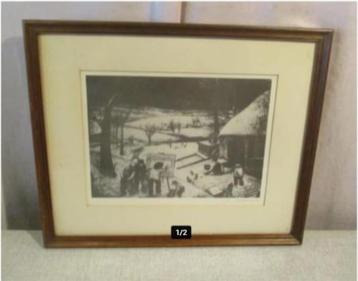 Belle gravure ancienne « Peintre au travail » - 36x31, Antiquités & Art, Enlèvement ou Envoi