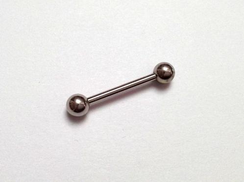 Barbell droit avec boules pour piercing en acier chirurgical, Handtassen en Accessoires, Piercings, Gebruikt, Staal, Ophalen of Verzenden