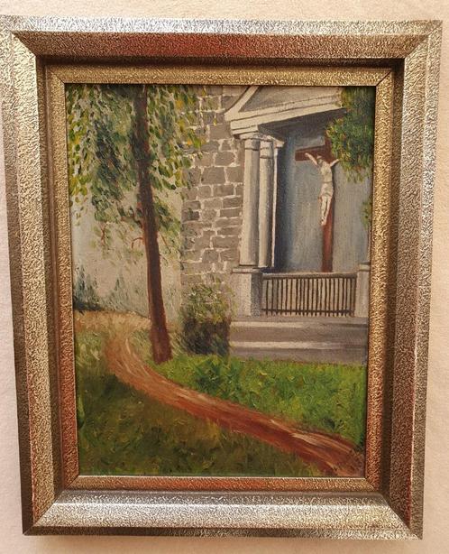 Kruisbeeld langs de weg - 1931, Antiek en Kunst, Kunst | Schilderijen | Klassiek, Ophalen of Verzenden