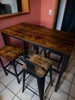Table haute avec 4 tabourets, style industriel, Enlèvement, Utilisé