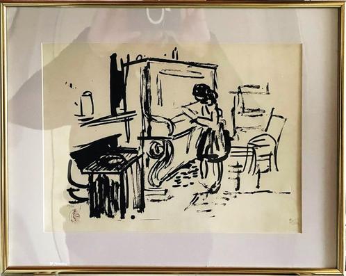 HENRI VICTOR WOLVENS (1896-1977) FILLE AU PIANO - LITHO, Antiquités & Art, Art | Lithographies & Sérigraphies, Enlèvement ou Envoi