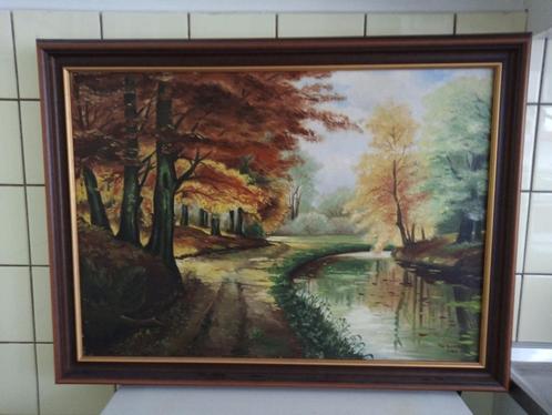 Te koop mooi olieverf schilderij Herfstlandschap T.H Bandell, Antiquités & Art, Art | Peinture | Classique, Enlèvement ou Envoi