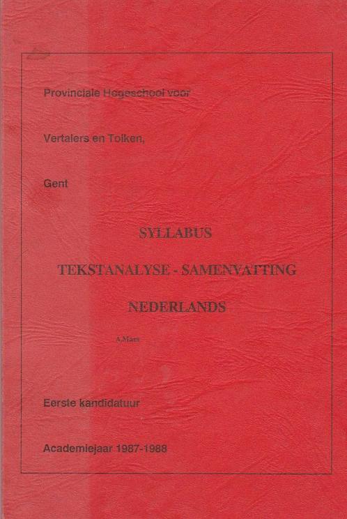 Syllabus Tekstanalyse - Samenvatting Nederlands., Boeken, Studieboeken en Cursussen, Gelezen, Hoger Onderwijs, Alpha, Ophalen of Verzenden