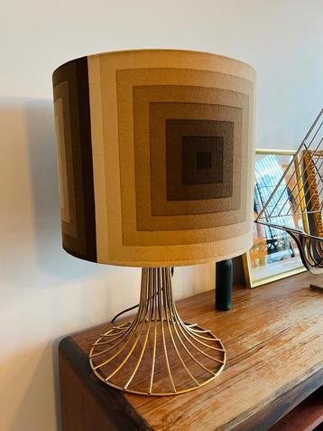 2 Lampen met originele kap en messing details (mid-century m beschikbaar voor biedingen