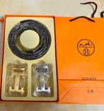 Hermès riemen zwart+goud-zilver 110cm nieuw met box, Zwart, Nieuw, Hermes, Riem of Ceintuur
