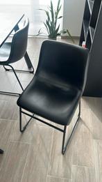 Zes stoelen met ledere bekleding in zwarte kleur, Huis en Inrichting, Stoelen, Ophalen, Gebruikt, Zwart, Leer